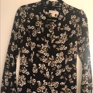 Michael Kors olive/black floral button down dress.
